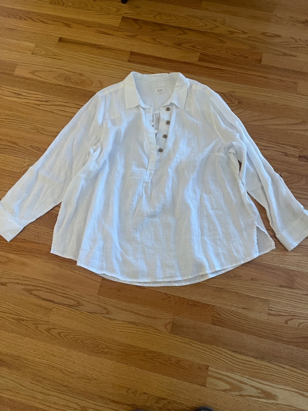 Sigrid Olsen White Linen Button-Front Blouse